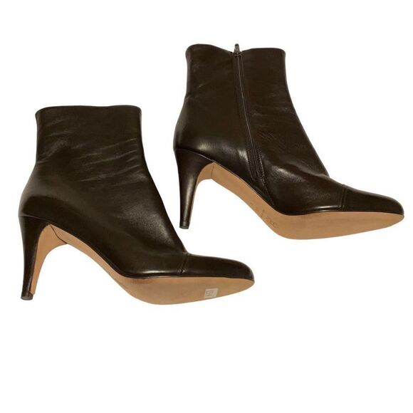 Isaac Mizrahi Zip up Spike Heel Black Leather Booties, 9.5 - Picture 1 of 10